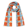Light Blue Silk Scarf with Ikat Print