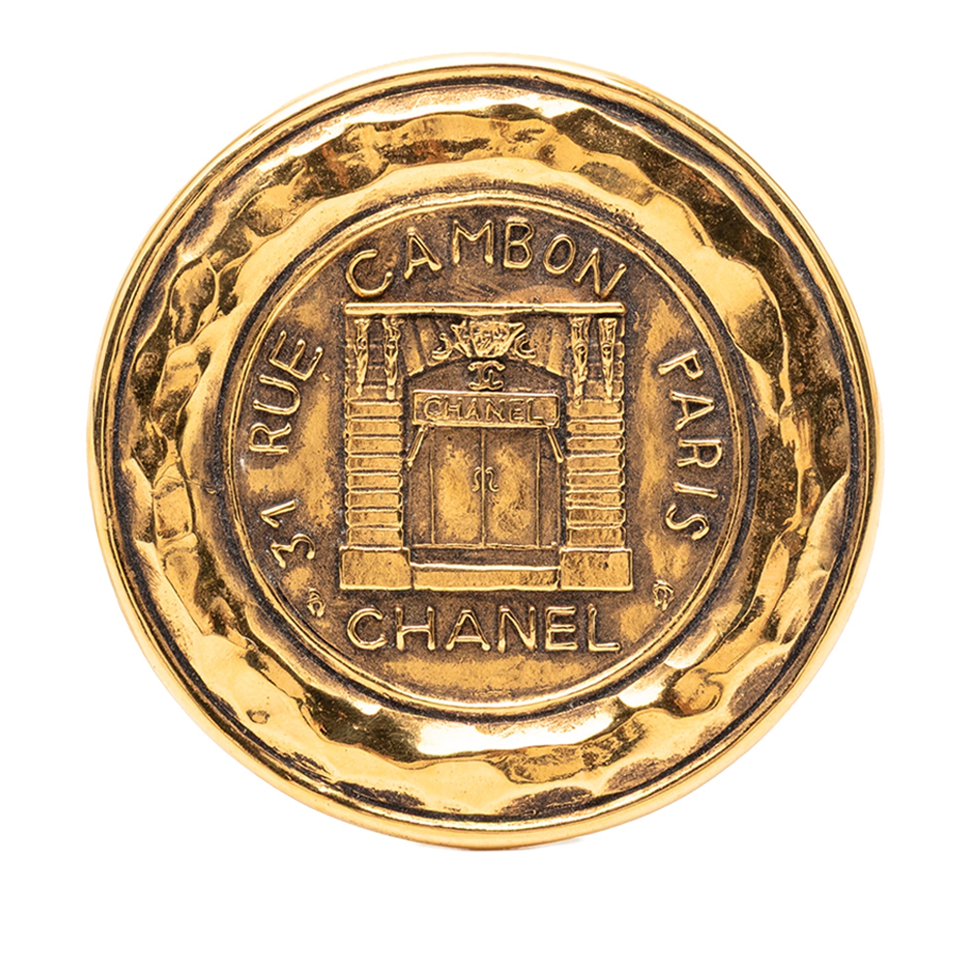 Gold Plated 31 Rue Cambon Medallion Brooch