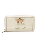 Leather Bamboo Tassel Continental Wallet