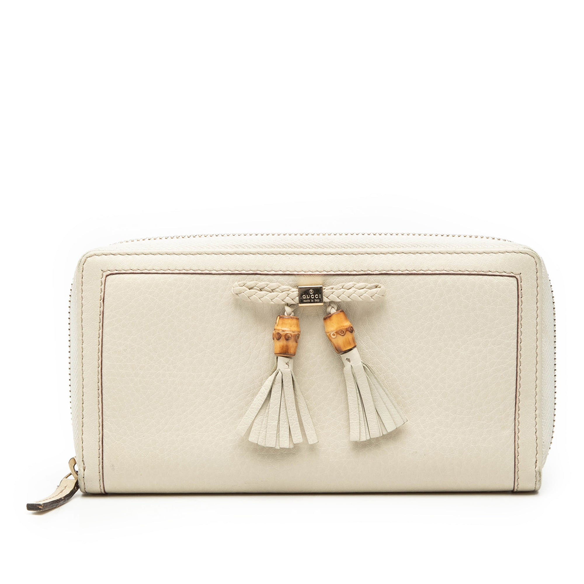 Leather Bamboo Tassel Continental Wallet