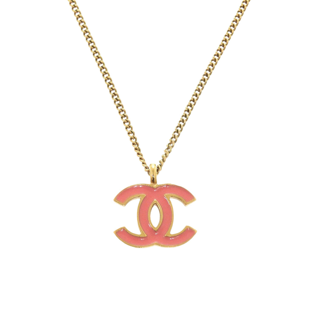 CC Gold Plated Enamel Pendant Necklace
