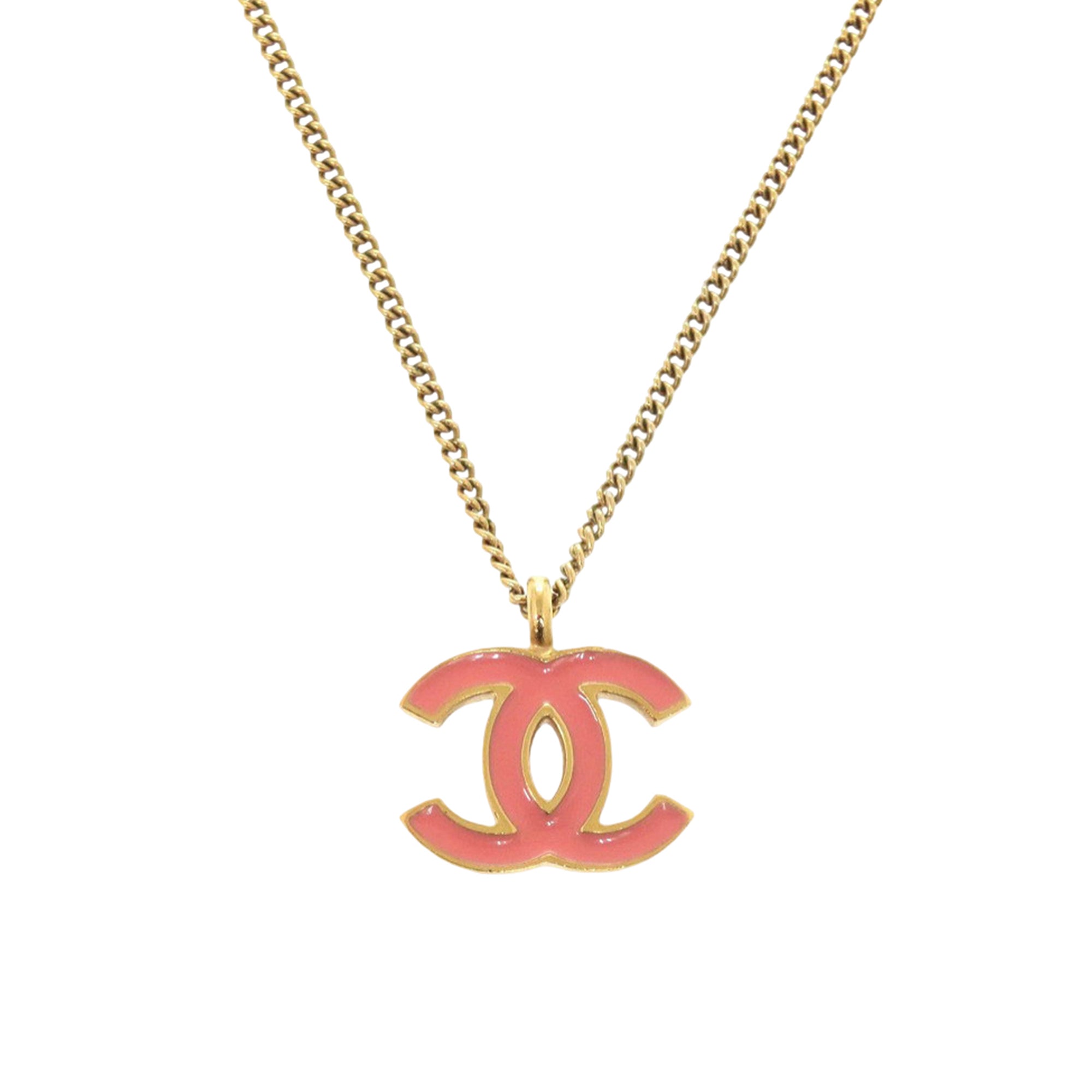 CC Gold Plated Enamel Pendant Necklace