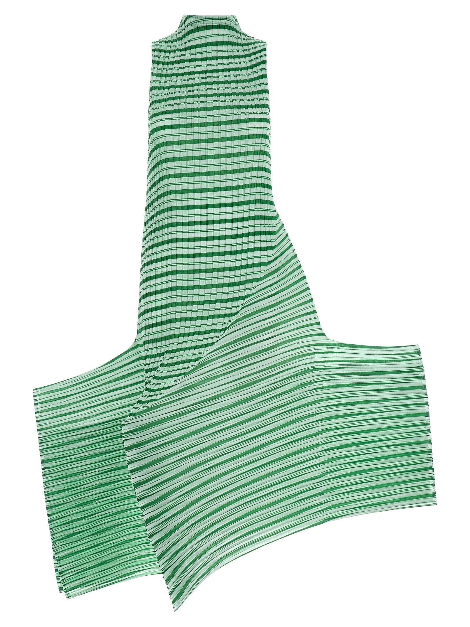 Issey Miyake Pleated Striped Dress — Green