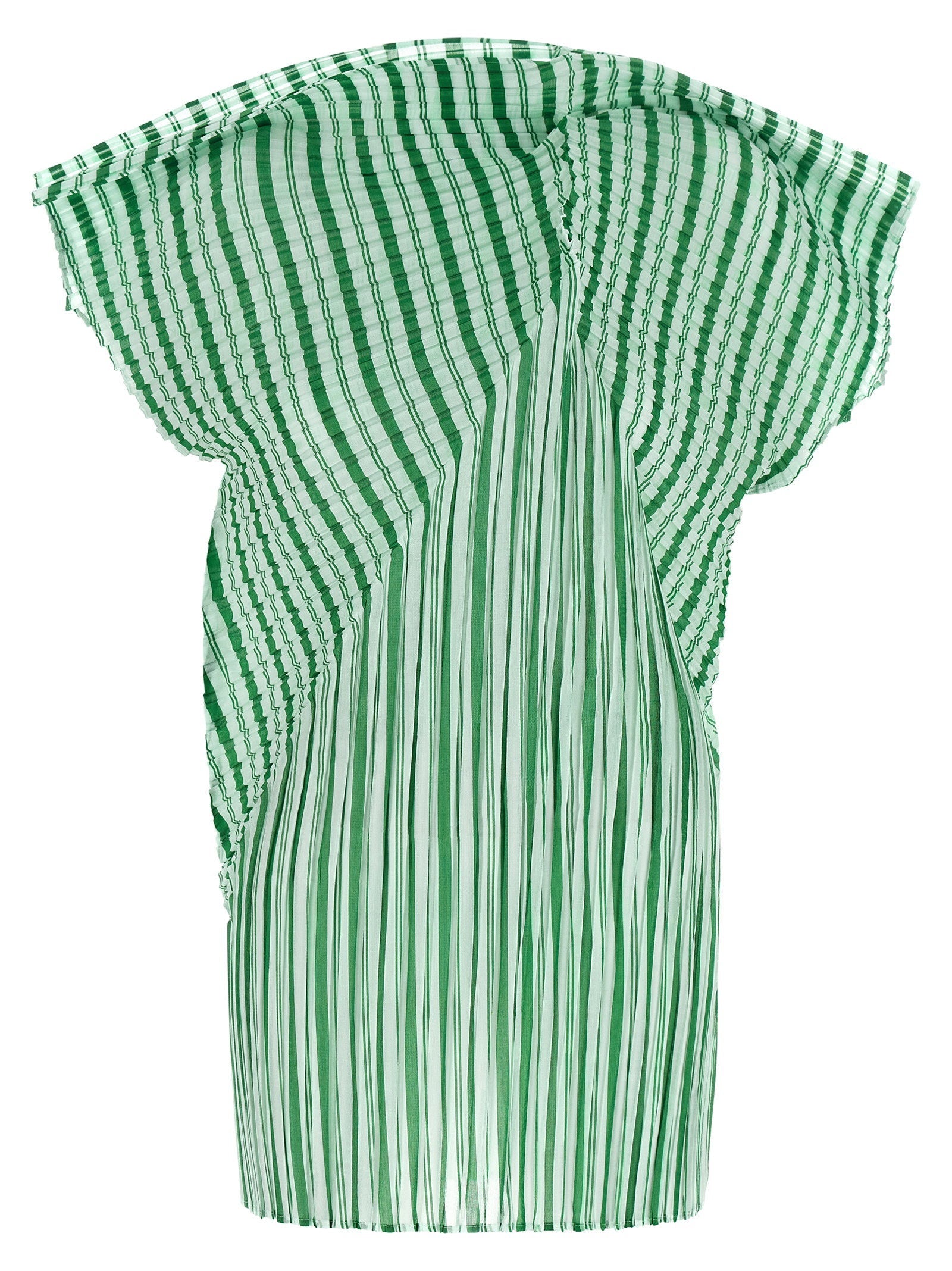 Issey Miyake Pleated Striped Tunic — Green