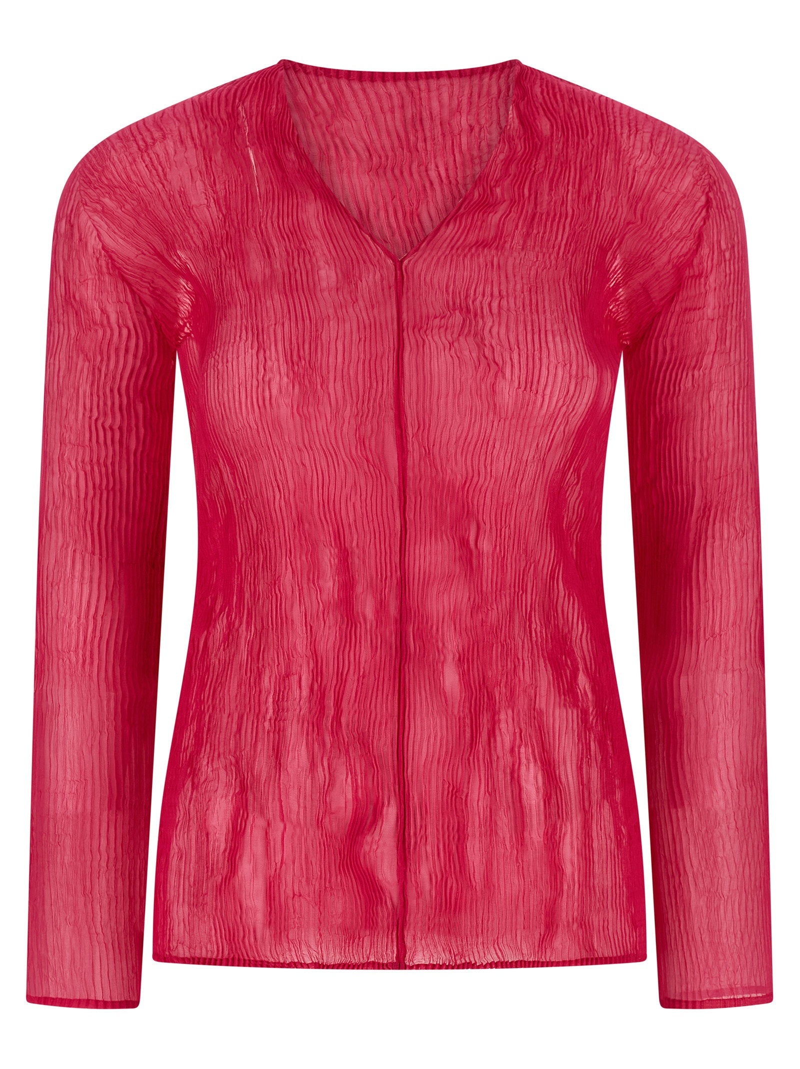 Issey Miyake Chiffon Twist 1 Blouse — Red