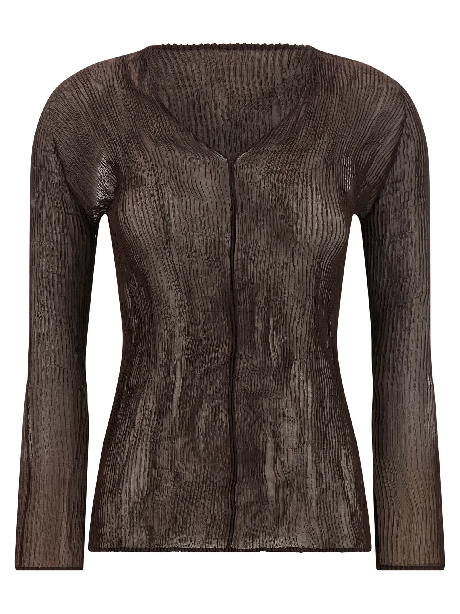 Issey Miyake Chiffon Twist 1 Blouse — Taupe