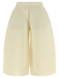Issey Miyake Corrugated Knit Trousers — Cream