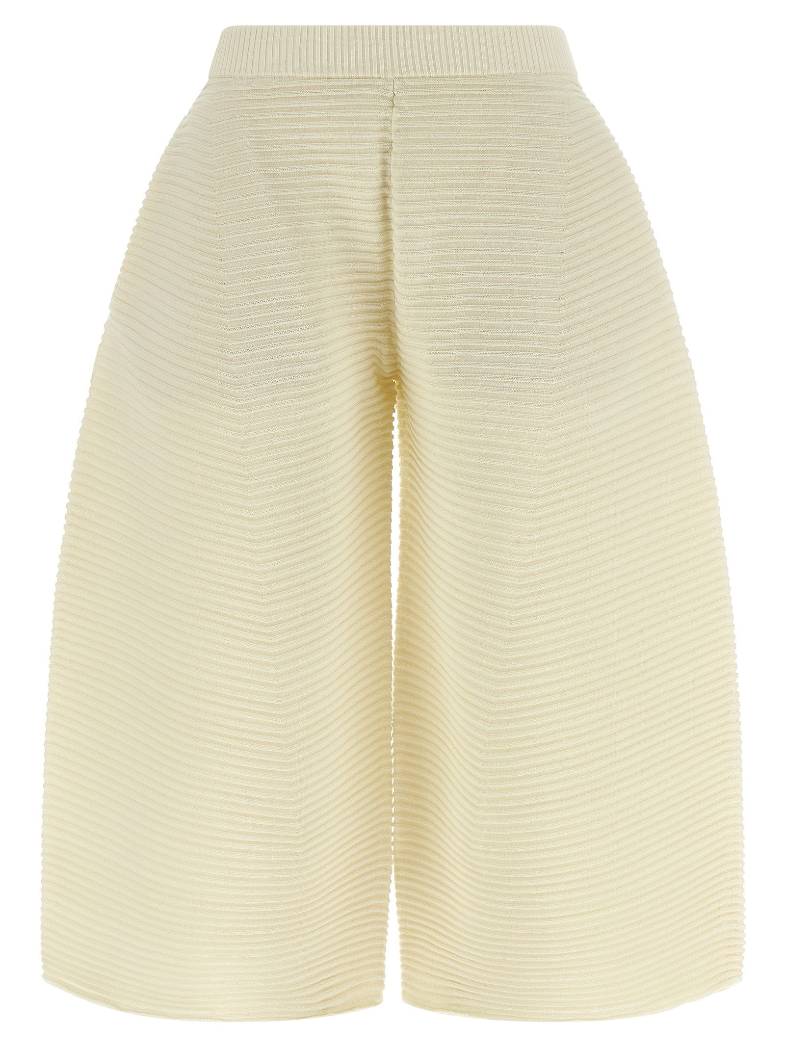 Issey Miyake Corrugated Knit Trousers — Cream