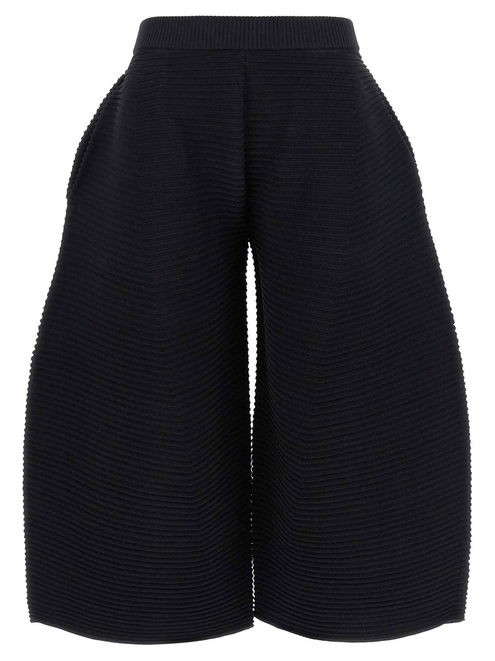 Issey Miyake Corrugated Knit Trousers — Black