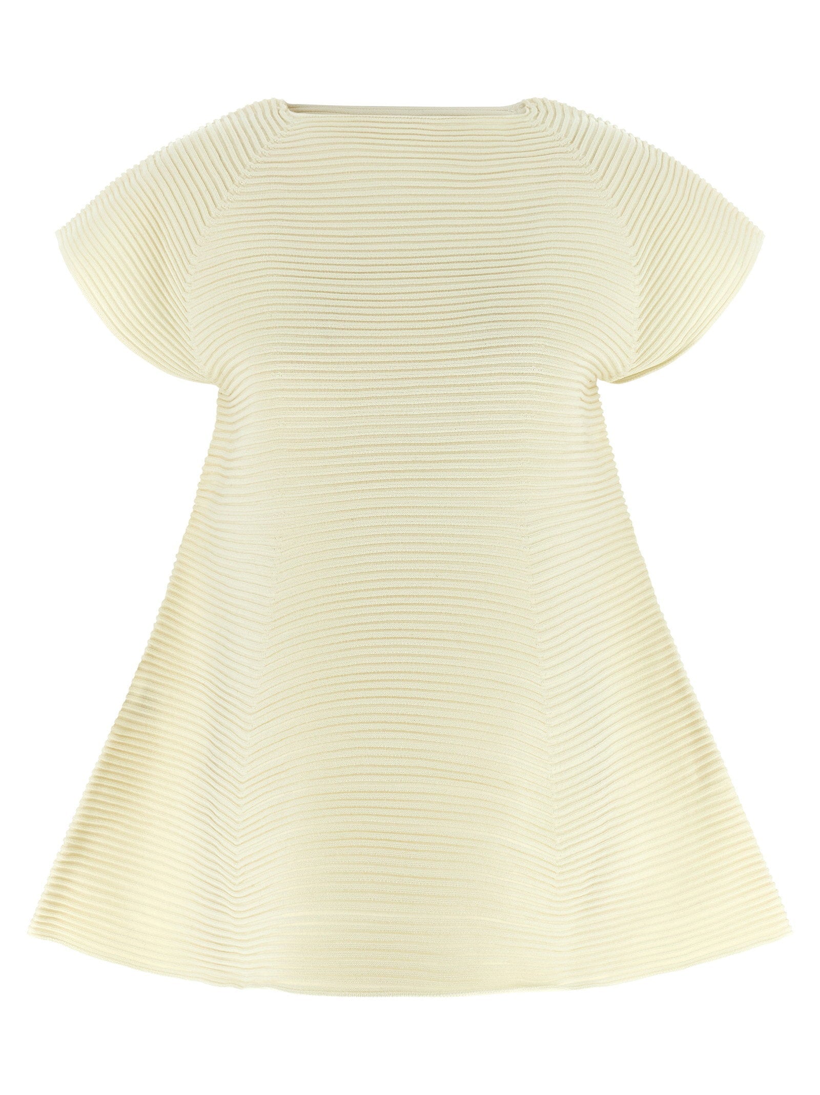 Issey Miyake Corrugated Knit Dress — Cream