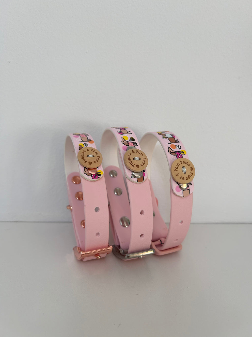 Bee Happy Dachshunds - Handmade Biothane Dog Collar - Powder Pink