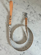Handmade Vegan Leather Dog Leash - Bee Happy Dachshunds - Beige