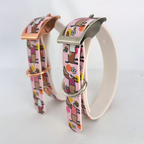 Bee Happy Dachshunds Pink Handmade Dog Collar
