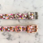 Bee Happy Dachshunds Pink Handmade Dog Collar