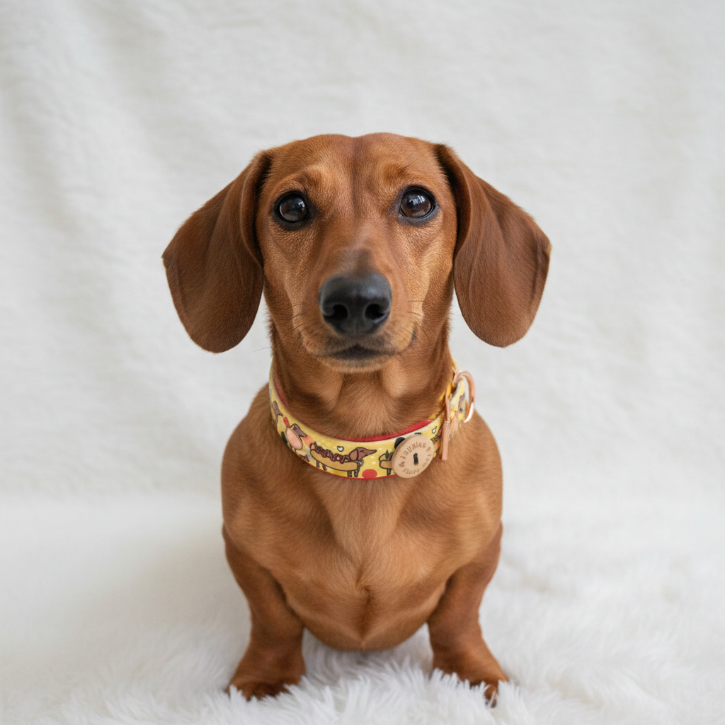 España Hot Dog Dachshunds Handmade Dog Collar - Vegan / Waterproof Biothane