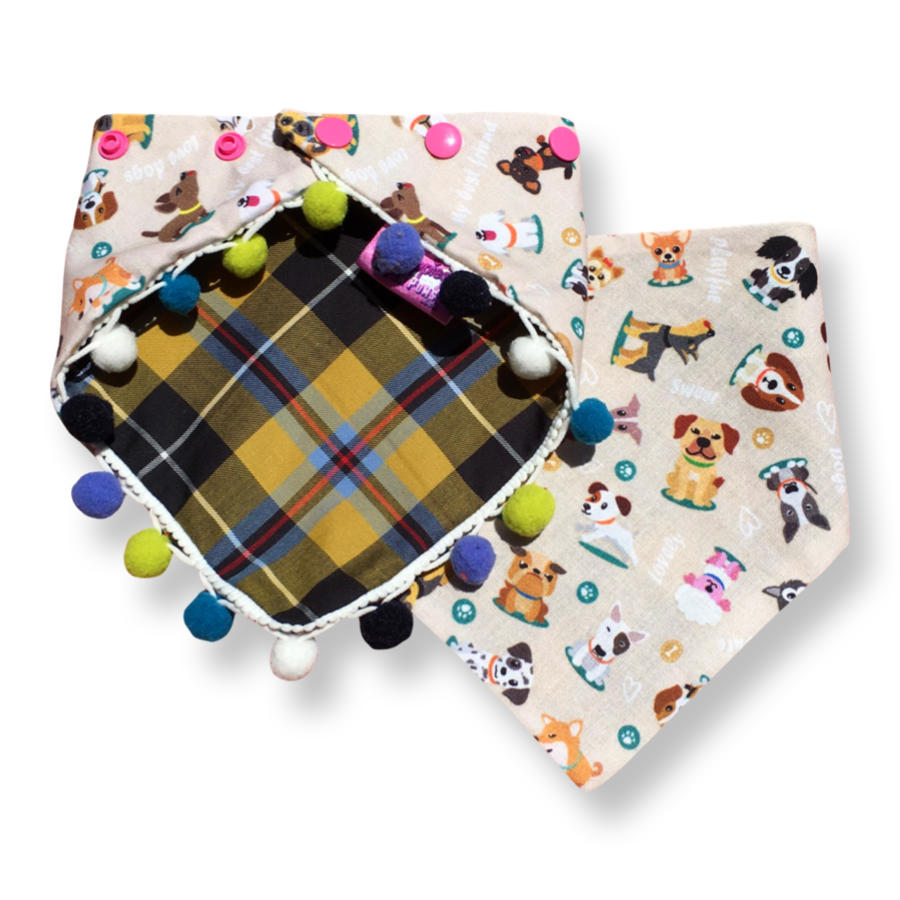 Pom Pom Dog Bandana - Cornish Tartan