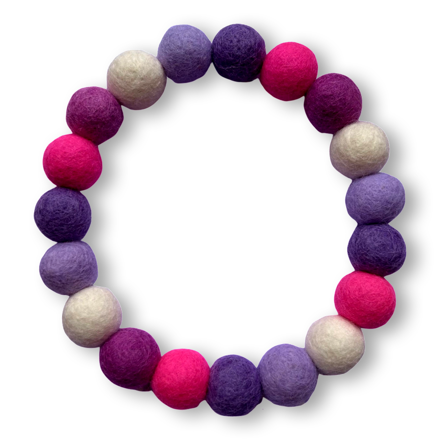 Pink & Purples Mix - Personalised Pom Pom Dog Collar