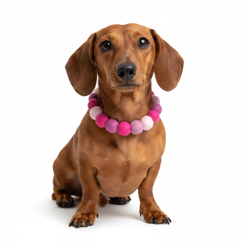 Hot Pink Mix - Personalised Pom Pom Dog Collar