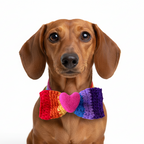 Handmade Dog Bow Tie - Rainbow Love Crochet