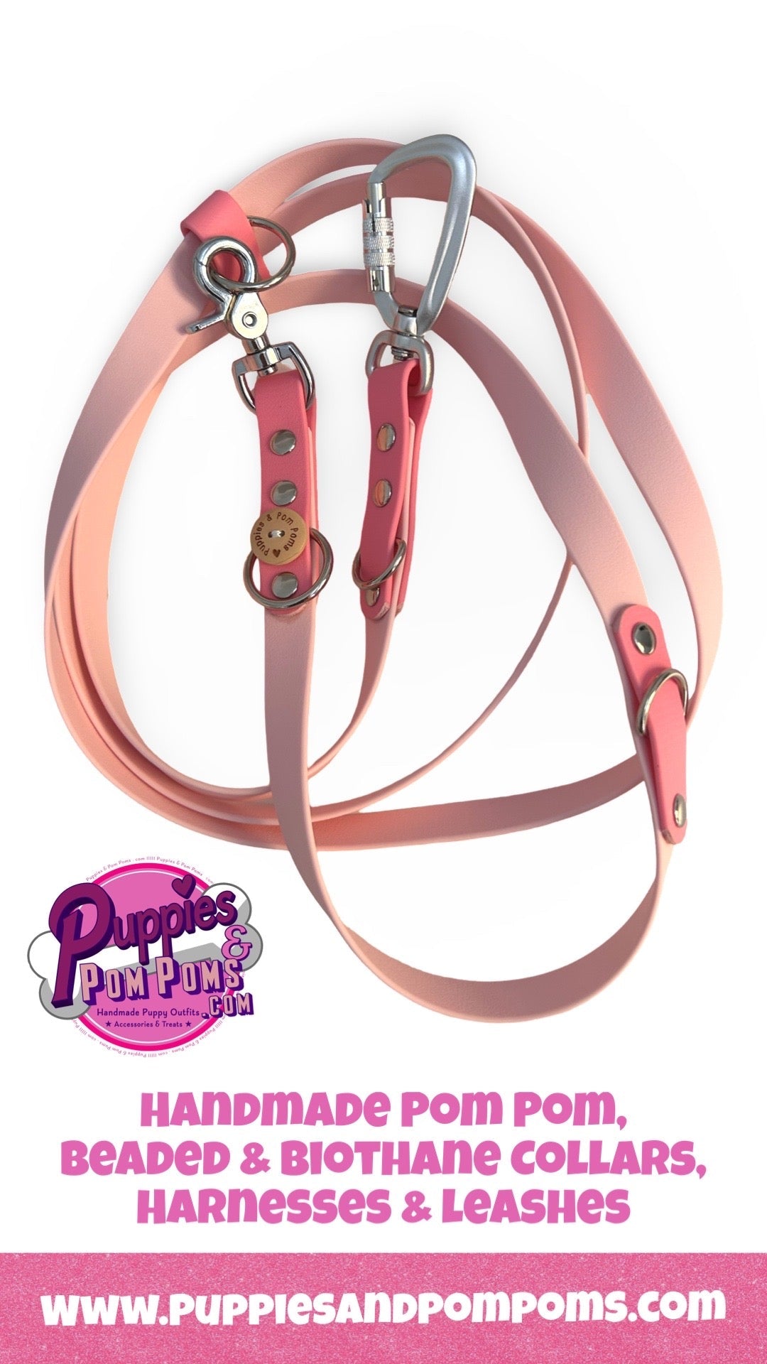 Hands Free Multi Dog Leash - Custom Colour - Vegan Leather / Waterproof Biothane - 2.5m