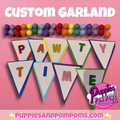Pawty Time - Rainbow Pom Pom Birthday Garland - 2m