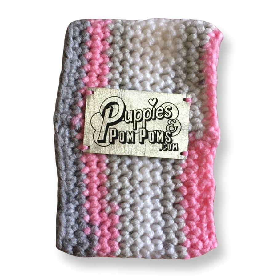 Rainbow Chic Pink/Grey Crochet Dog Snood / Buff