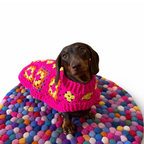 Handmade Crochet Dachshund Coat / Jumper - Hot Pink