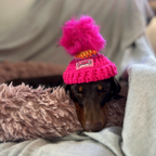 Crochet Beanie Hat - Hot Pink