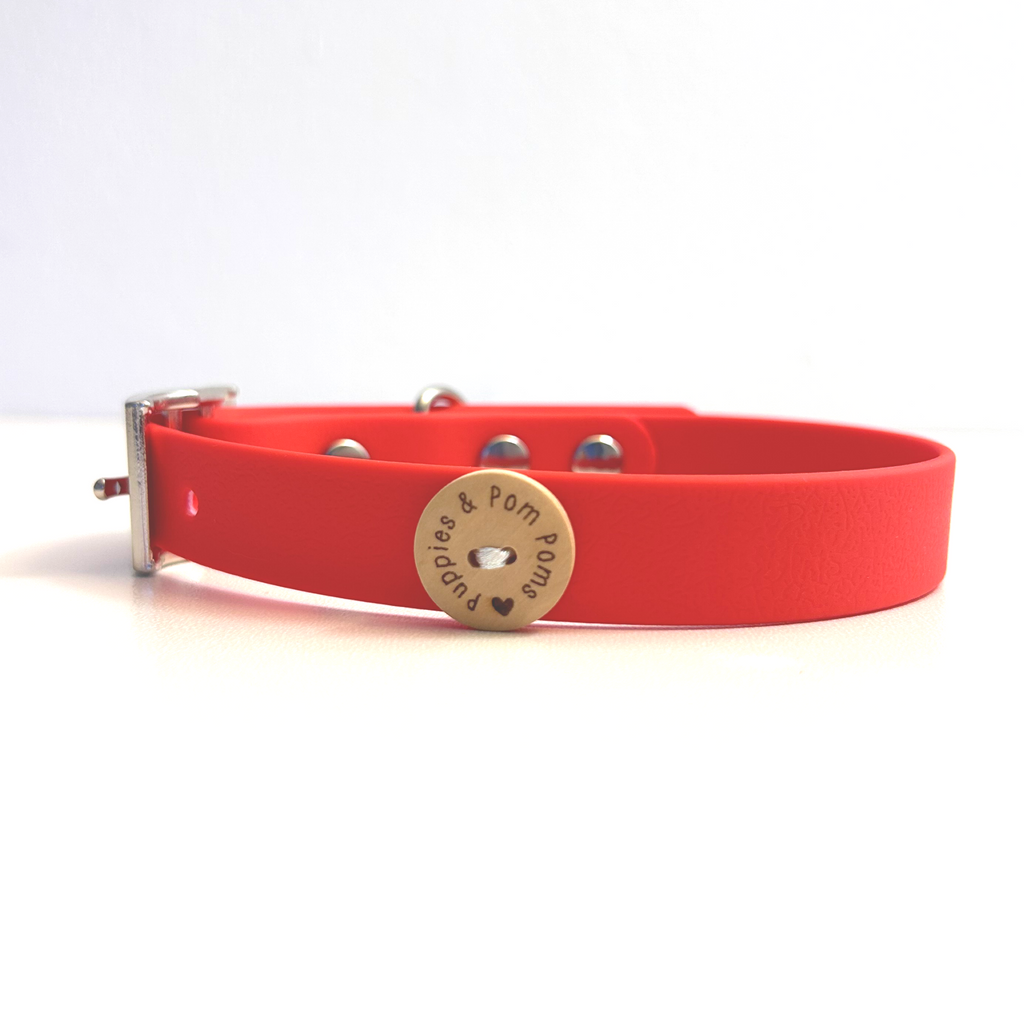 Red Handmade Vegan Leather Dog Collar