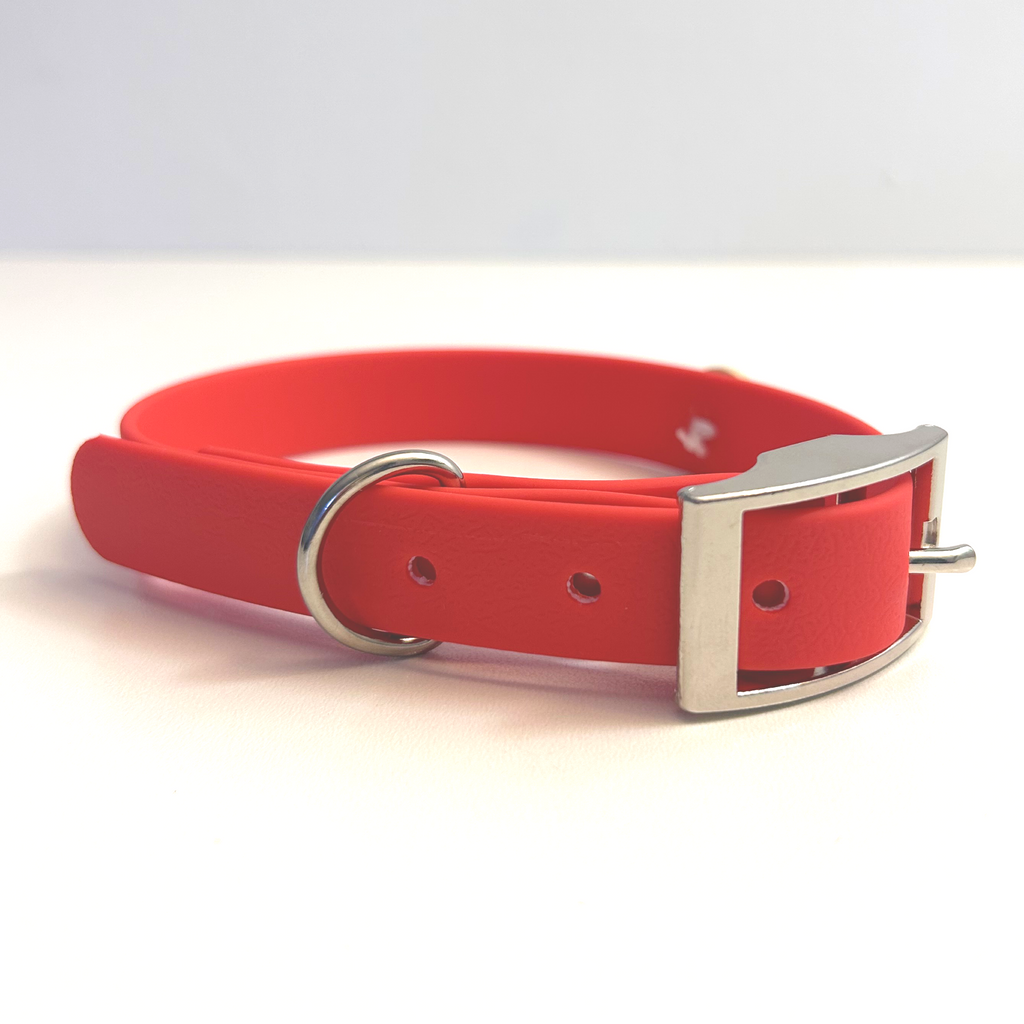 Red Handmade Vegan Leather Dog Collar