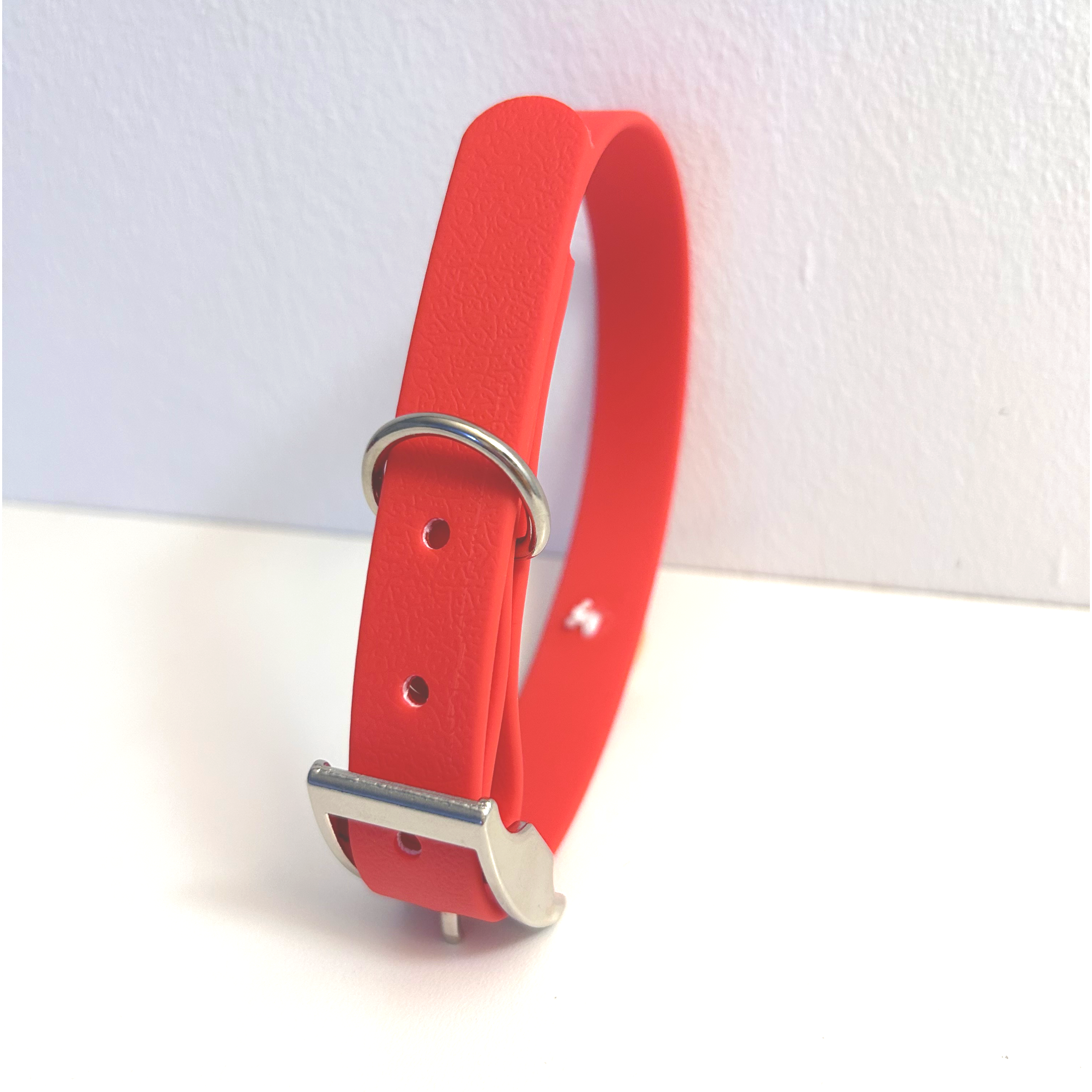 Red Handmade Vegan Leather Dog Collar