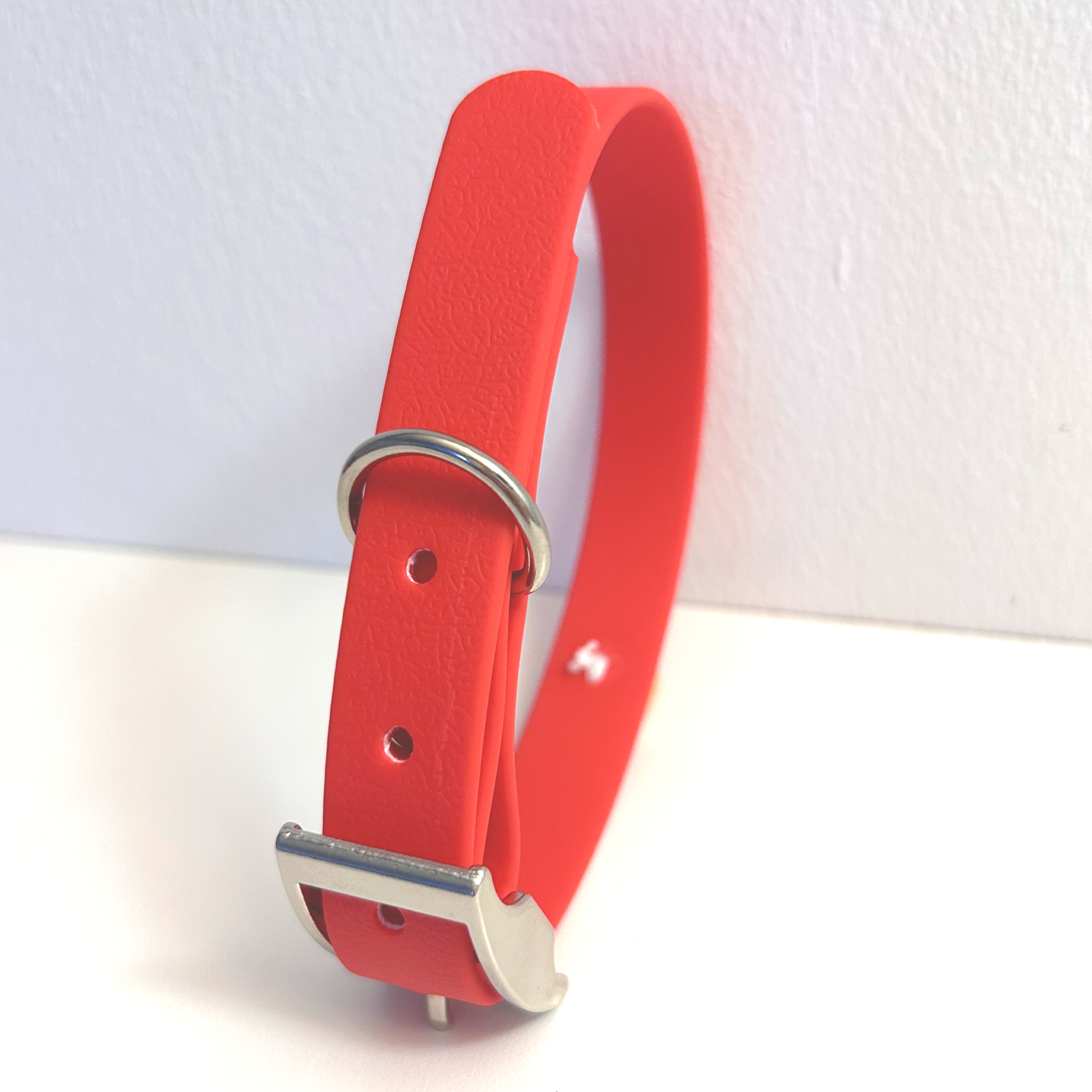 Red Handmade Vegan Leather Dog Collar