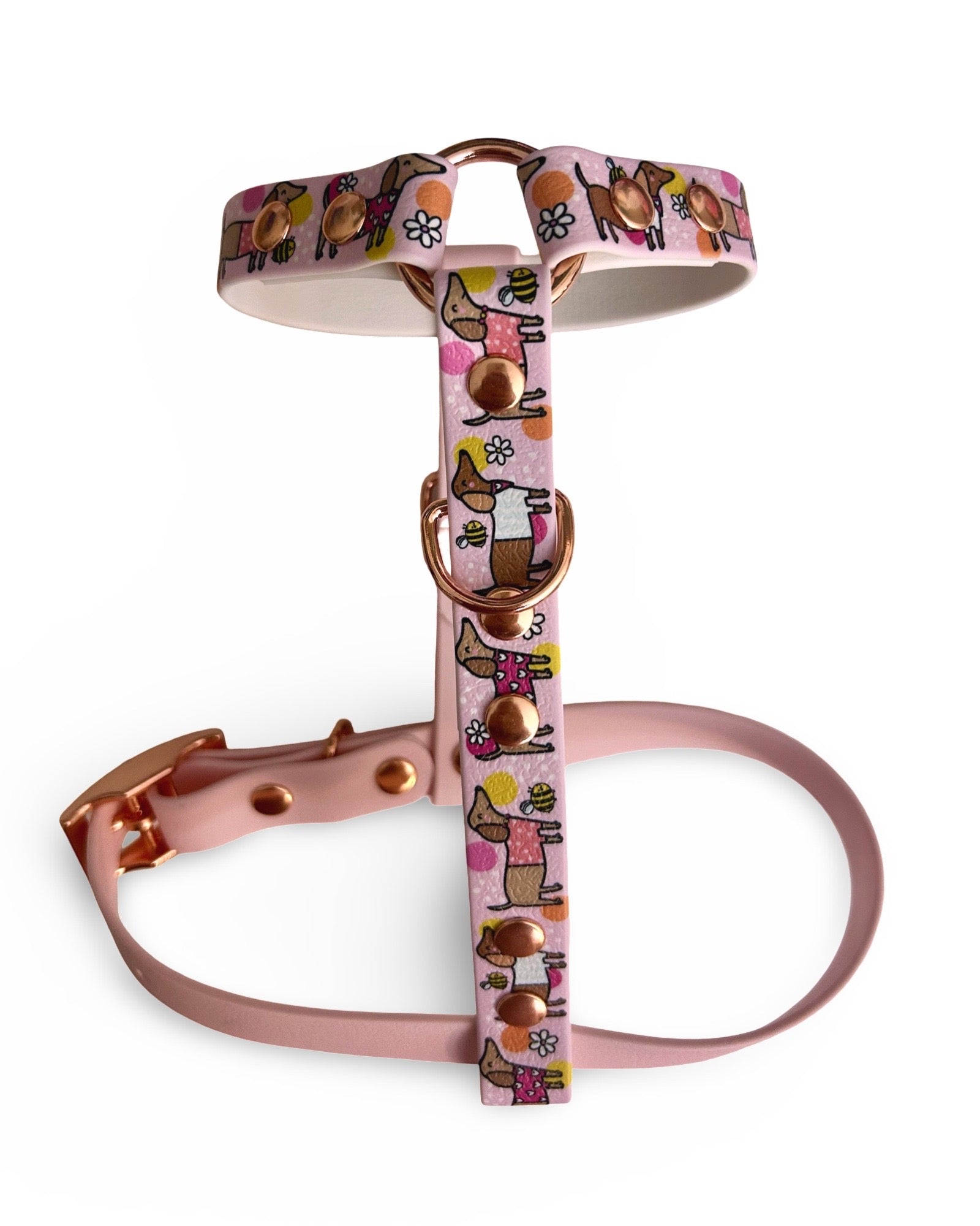 Handmade Bee Happy Dachshunds  Biothane Dog Harness - Vegan Leather / Waterproof Biothane