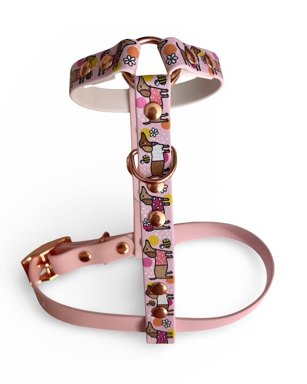 Handmade Bee Happy Dachshunds  Biothane Dog Harness - Vegan Leather / Waterproof Biothane