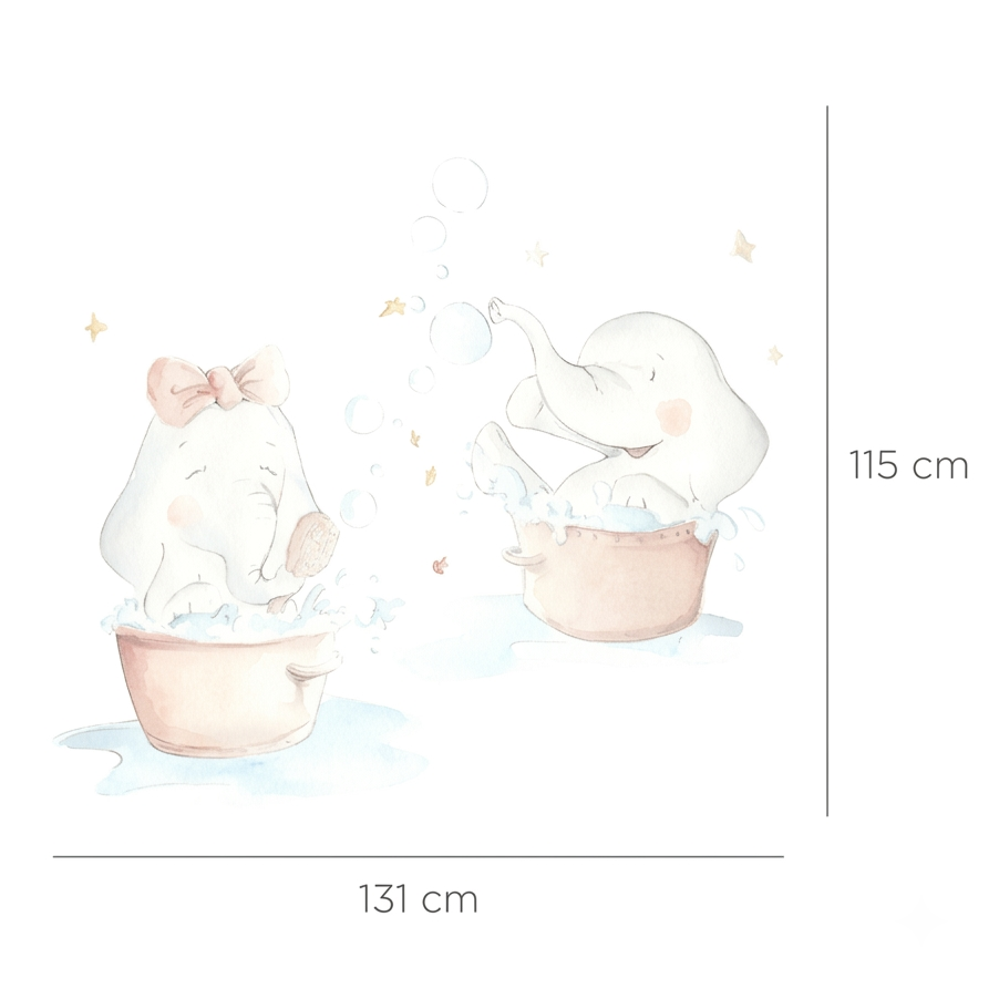 Vinilo Decorativo Infantil ELEFANTITOS AL BAÑO - SUEÑOS DE CIGÜEÑA