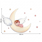 Vinilo Decorativo Infantil DURMIENDO EN LA LUNA - SUEÑOS DE CIGÜEÑA