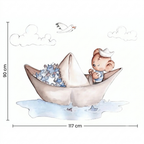 Vinilo Decorativo Infantil Barquito de Papel - Sueños de Ciguëna para Decorar Espacios Mágicos