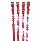 Handmade Valentine Beaded Dog Collar - Red