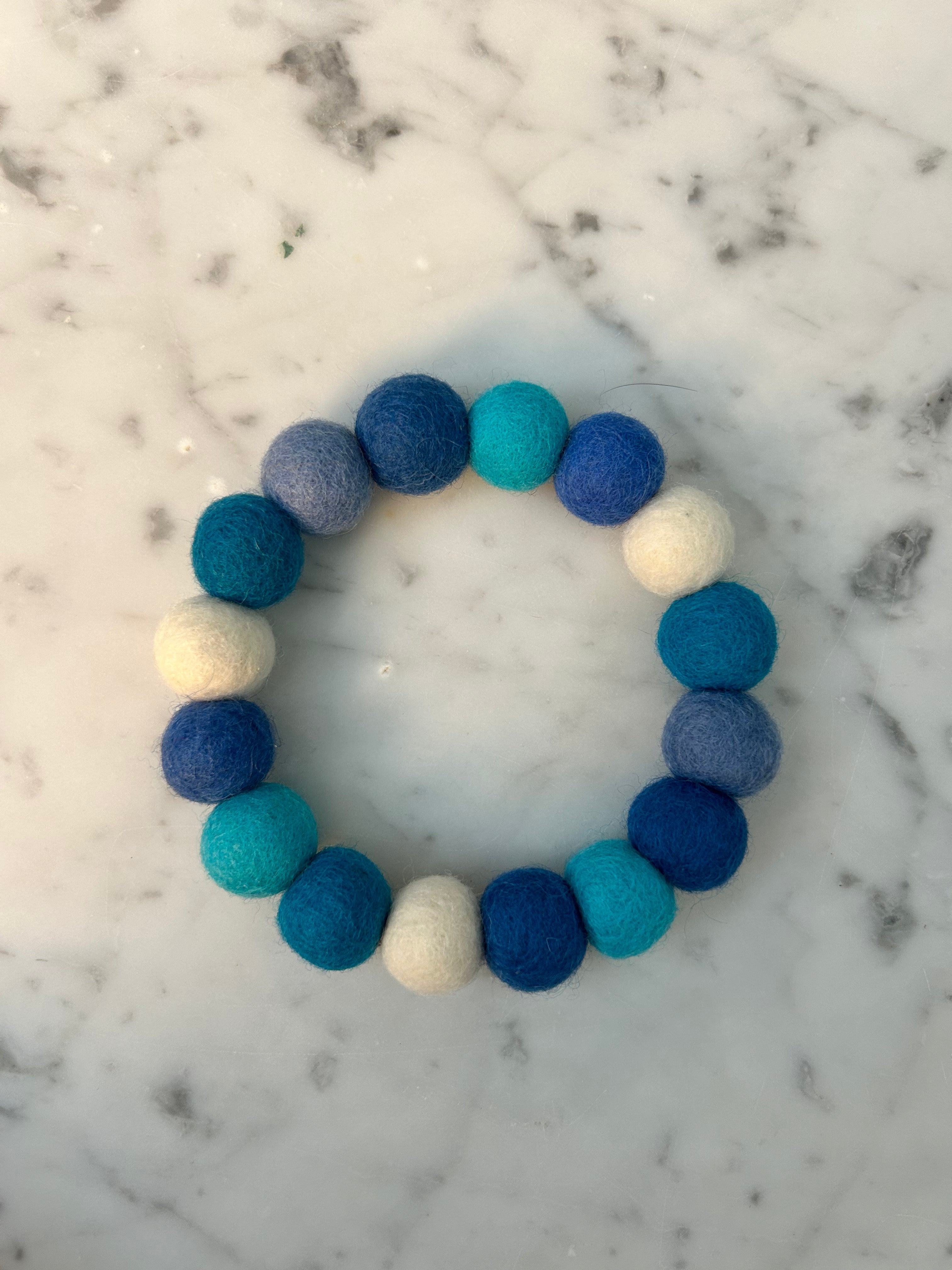 Collare personalizzato per cani con pon pon - Blu