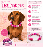 Hot Pink Mix - Personalised Pom Pom Dog Collar