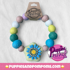 Spring Blue Flower - Personalised Pom Pom Dog Collar