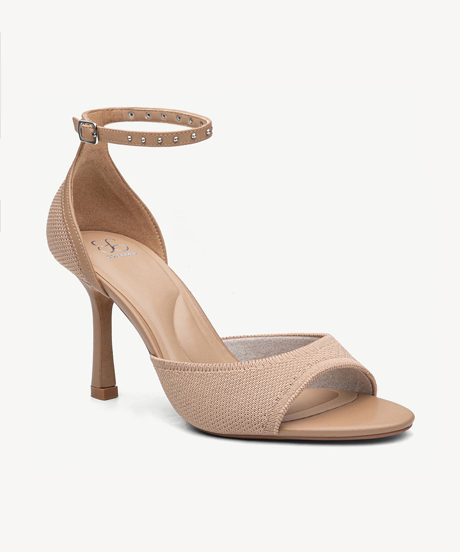 Minimalist Ankle Strap Heeled Sandal - Stud Apricot / US 9 | EU 40 | UK 7