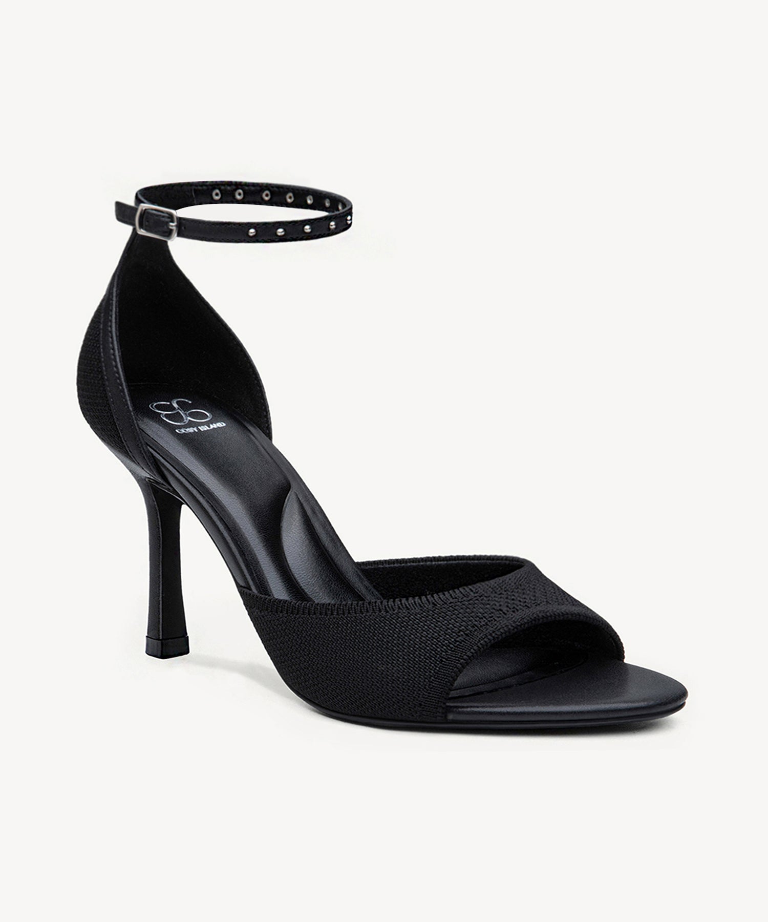 Minimalist Ankle Strap Heeled Sandal - Stud Black / US 7.5 | EU 38 | UK 5.5