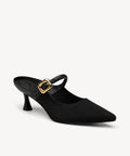 Gracelithe Pointed Toe Low Heeled Mule - 2X Wide - Black / US 7.5 | EU 38 | UK 5.5