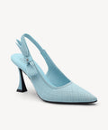EverLush Bowknot Pointed Toe Heeled Slingback - Light Blue / US 6.5 | EU 37 | UK 4.5
