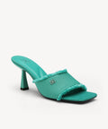 DenimCasual Square Toe Stiletto Sandal - Light Green / US 7.5 | EU 38 | UK 5.5