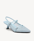 Airy Mesh Pointed Toe Heeled Slingback - Light Blue / US 11 | EU 42.5 | UK 9