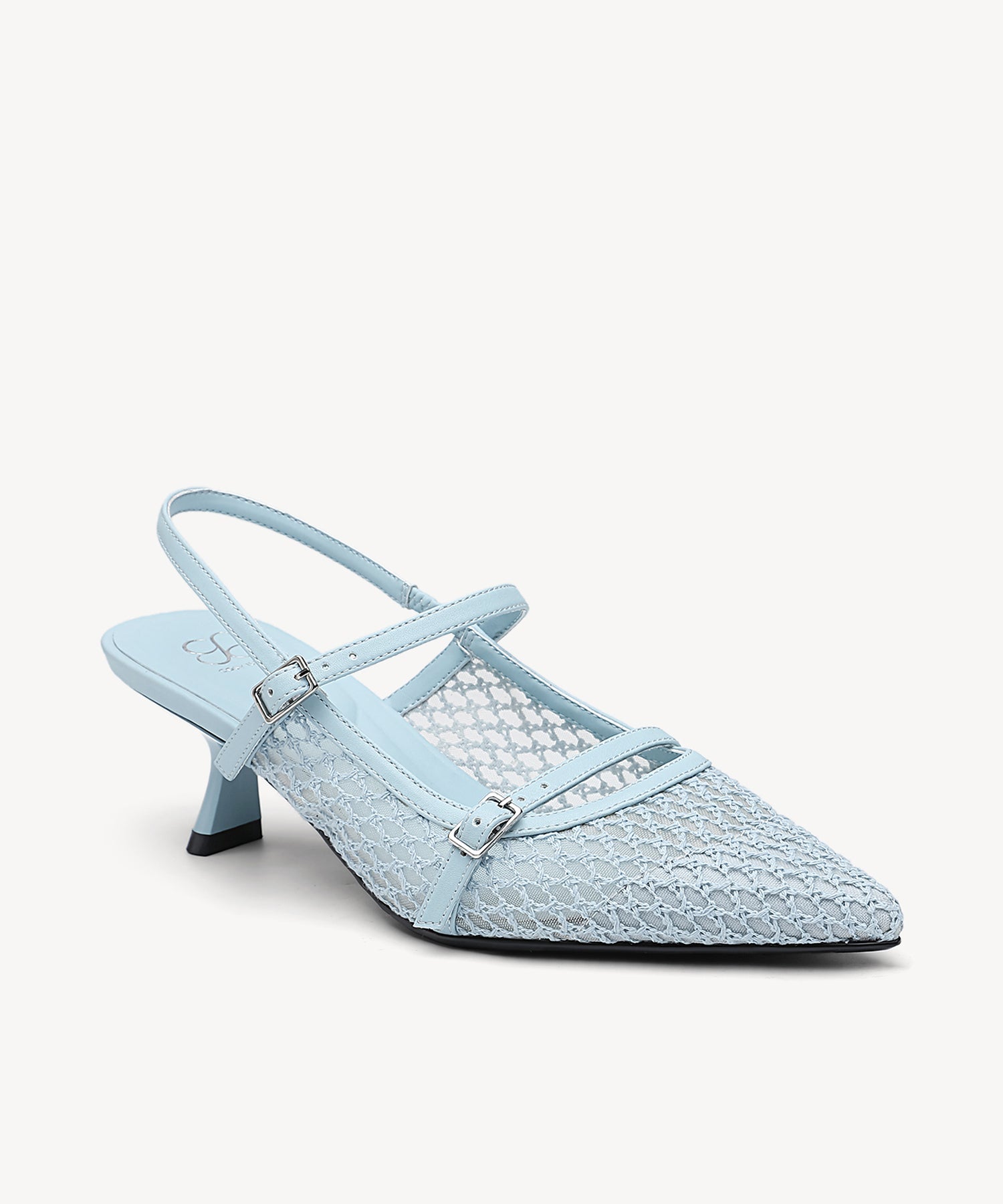 Airy Mesh Pointed Toe Heeled Slingback - Light Blue / US 7 | EU 37.5 | UK 5