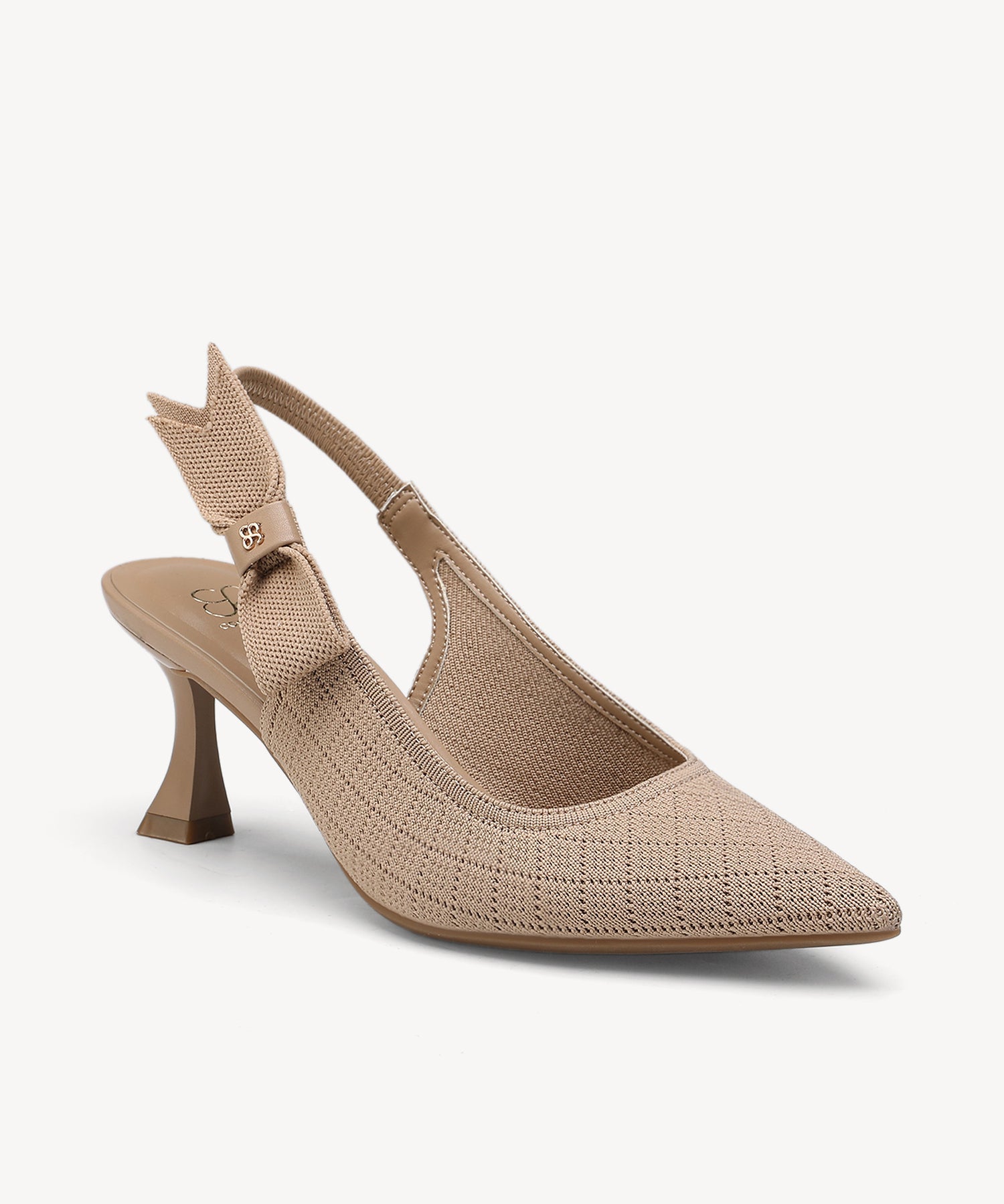 EverLush Bowknot Pointed Toe Heeled Slingback - Low Heeled - Apricot / US 7 | EU 37.5 | UK 5