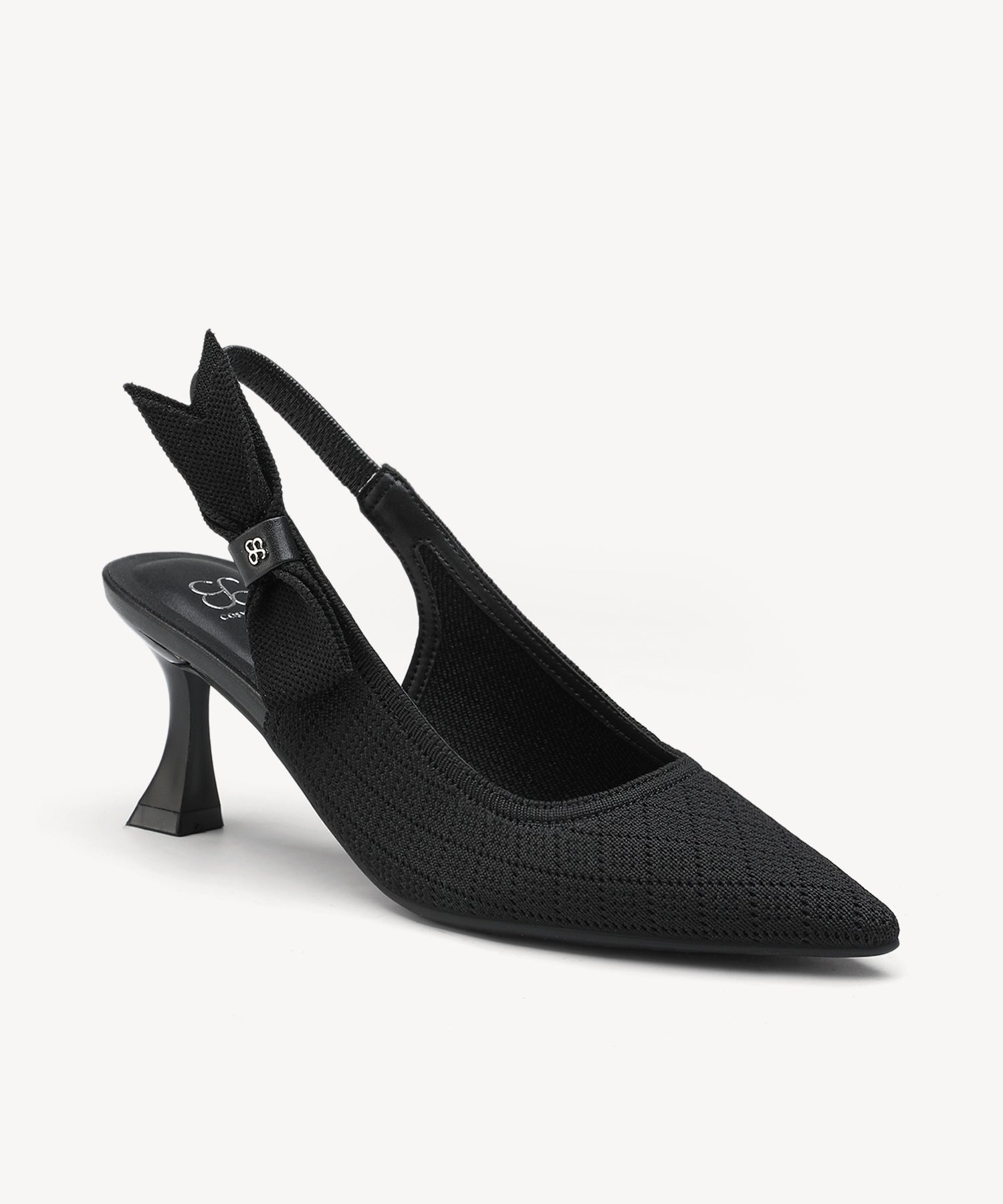 EverLush Bowknot Pointed Toe Heeled Slingback - Low Heeled - Black / US 7.5 | EU 38 | UK 5.5